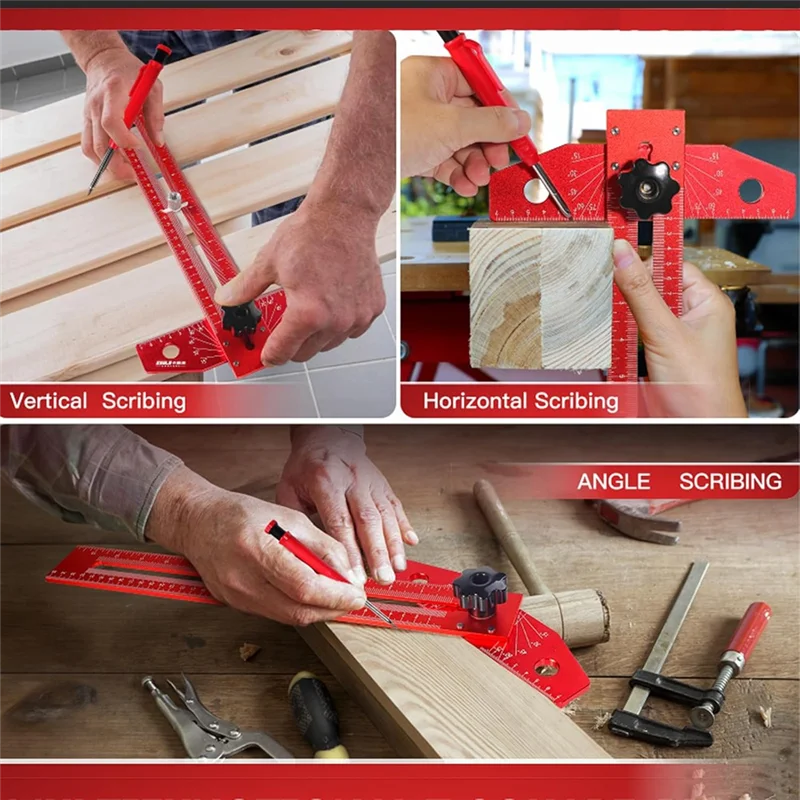 

Premium-Adjustable Woodworking Scriber Marking Line Ruler,Aluminum Alloy Sliding T-Square Ruler,Precision Line Drawing Aid Ruler