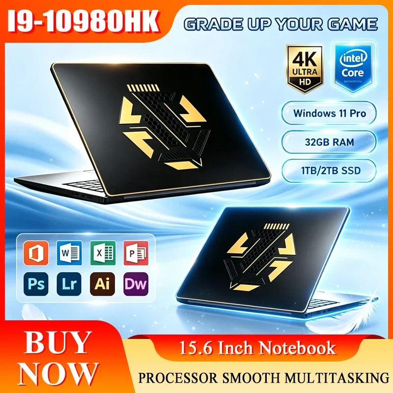 15.6 Inch Full HD IPS Laptop 120Hz Screen Intel Core I9-10980HK 32GB RAM 2TB SSD Backlit Keyboard Long Battery Life Windows 11