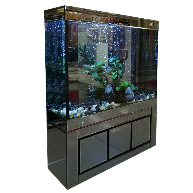 Fish tank living room large household aquarium partition wall  filtration water free ecological ultra-white glass goldfish tank