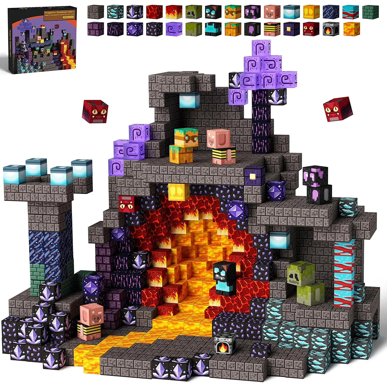 

Магнитные строительные блоки Mine World Magnetic Cave World Brick Cube Toys Set STEM Sensory 2025 Лучший подарок для мальчиков и девочек
