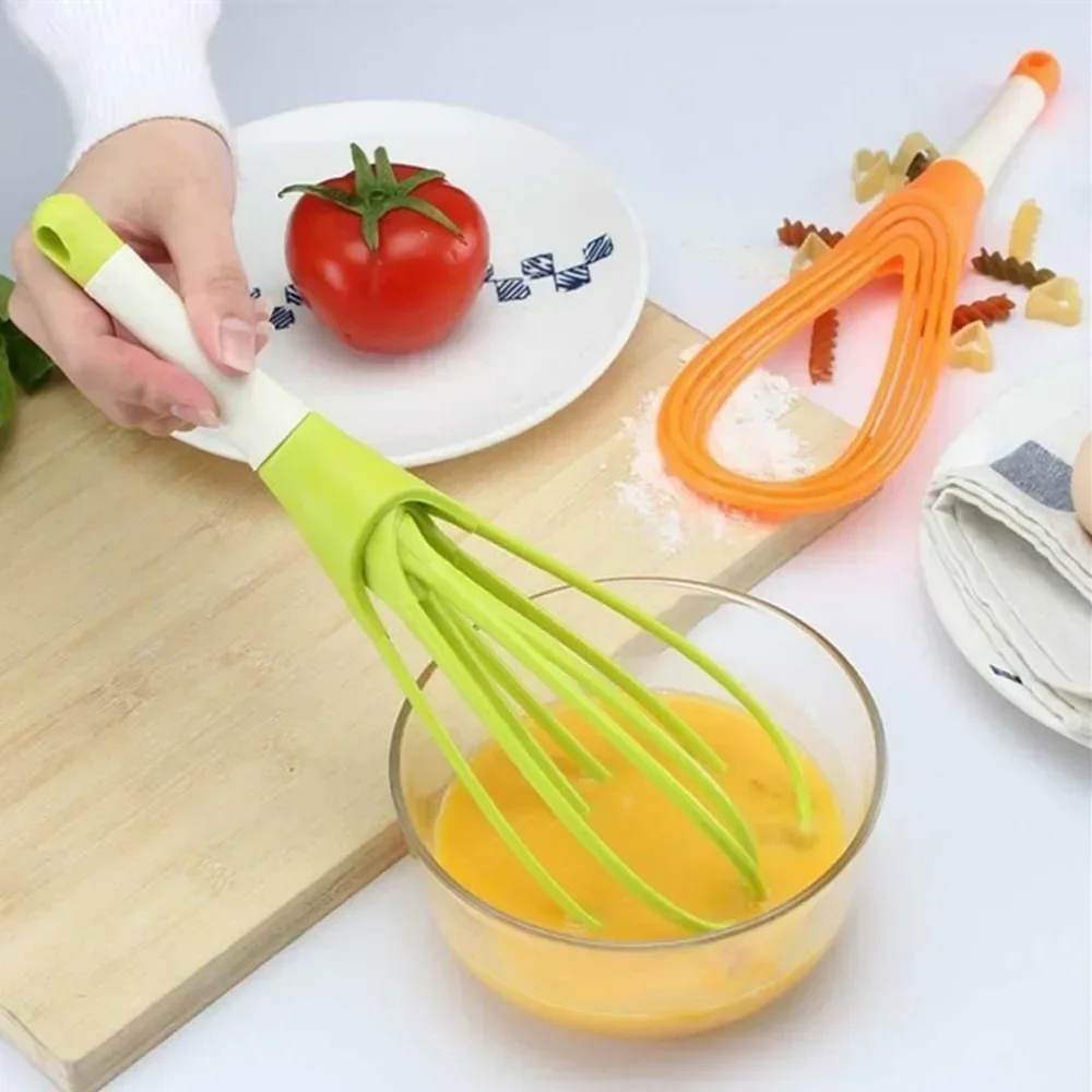 Plastic Foldable Egg Beater Dual-use Manual Blender Kitchen Gadget for Milk Frother Cream Whisk Dough Paste Detachable Washable