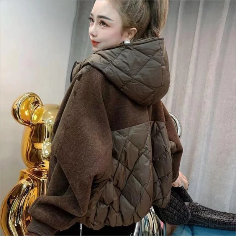 New Winter Women\'s Coats Down Cotton Jacket Lightweight Warmth Tops Long Sleeve Hoodie Loose Korean Fashion