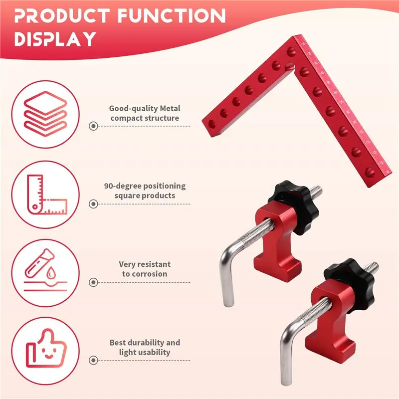 A67P-Right Angle Positioning Squares Tool 140Mm 90 Degrees L-Type Corner Clamp Fixing Clip Clamping Square Woodworking Tools