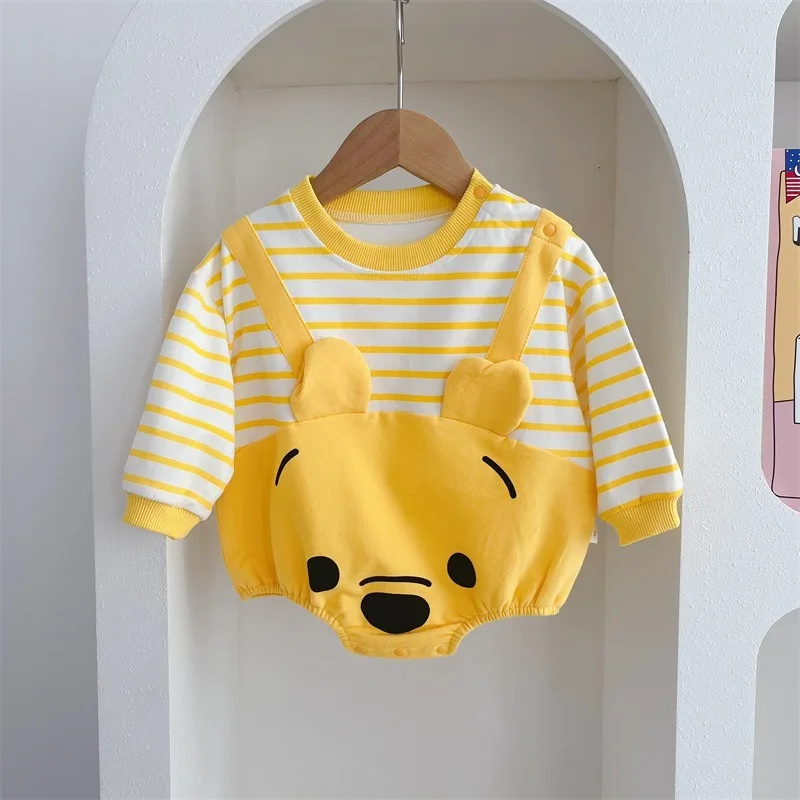 Winnie Pooh Cute Baby Long Sleeve Bodysuit Toddler Costume Cotton Cartoon Disney Infantil Jumpsuit Fashion K699