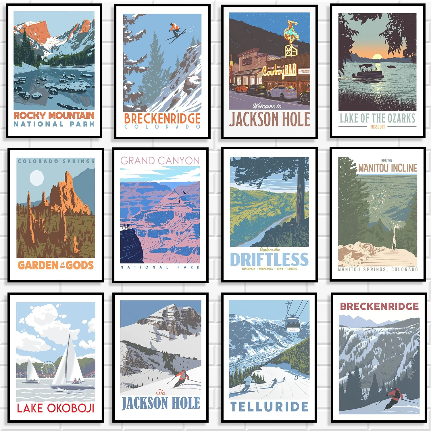 

Travel prints from around the world skiing Telluride canvas print art posters home décor suitable for bedrooms and living rooms