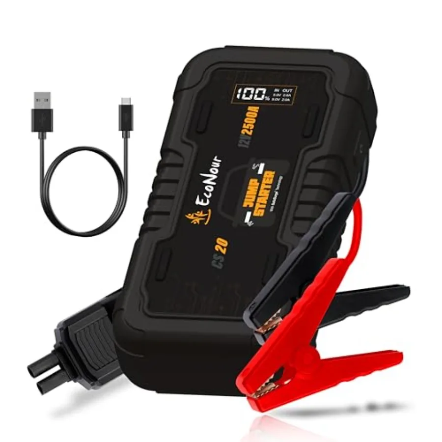 بادئ تشغيل بطارية السيارة المحمول مع تيار ذروة 2500 أمبير وكابل شاحن مثالي لبدء ما يصل إلى 8.5 لتر يعمل بالبنزين والديزل E