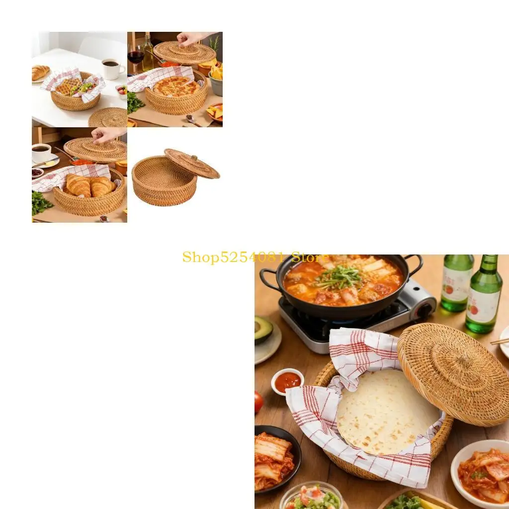AXYC Handcrafted Tortillas Holder Basket Tacos Shell Storage Container with Towel Cloth