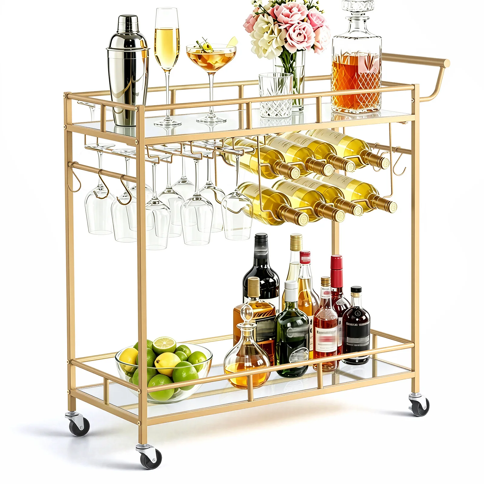 Modern Multi Tier Rolling Bar Cart for Home