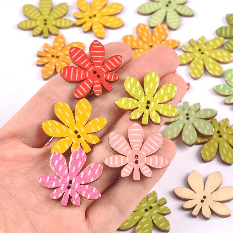 25PCS/lot Wooden Retro Cartoon Animal Flower Buttons Handmade Scrapbooking Craft DIY Sewing Apparel Accessories cp3358