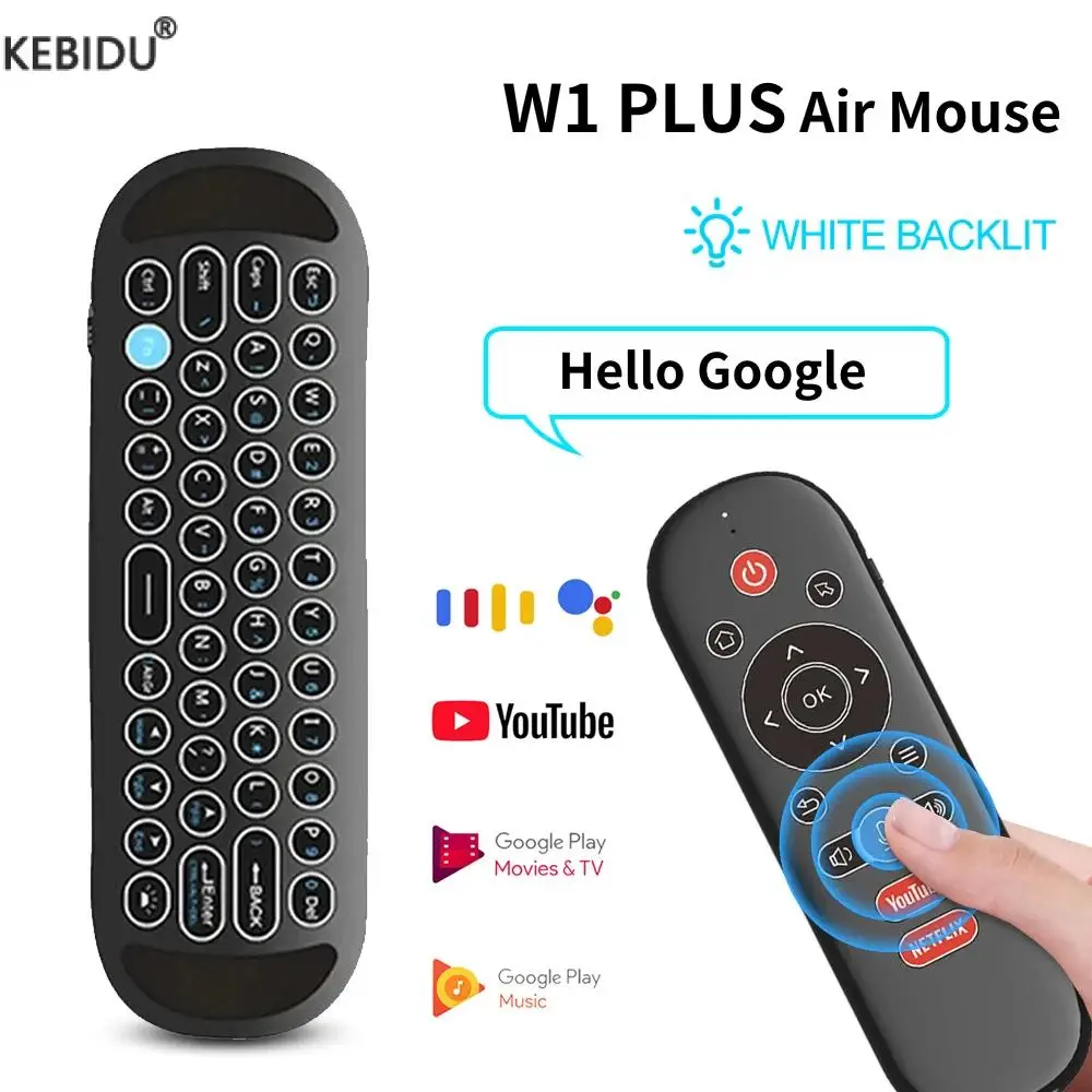 W1 PLUS Air Mouse Remote Control 2.4G RF Wireless Smart Gyroscope Keyboard Sense Infrared Learning Remotes Android TV BOX Laptop