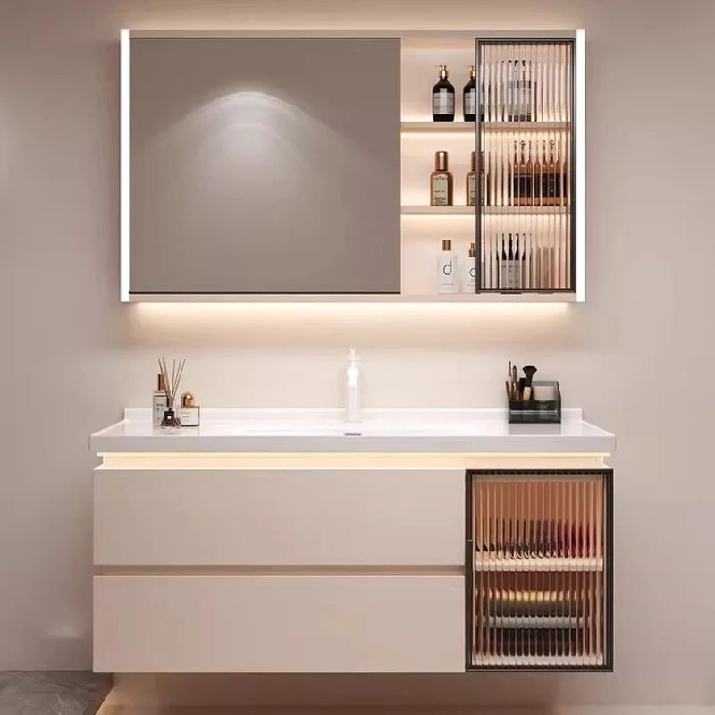 

Уникальный интеллектуальный зеркальный шкаф для ванной комнаты с подсветкой и местом для хранения, дизайнерские решения для ванной, полки, перегородки, мебель для дома