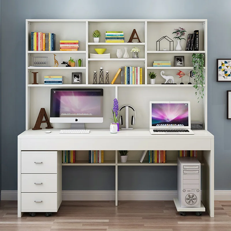 1.2M Desk Bookcase Combination Home Office Computer Desk Bookcase Desk One Simple Bedroom Student Study Writing Desk