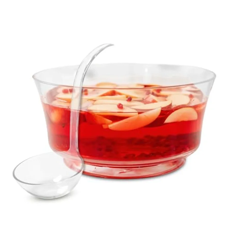 

Premium Acrylic Punch Bowl with Ladle 12"W x 6"H Clear Design Glass Like Quality and Durable Acrylic Bowls 1.5 Gallon 6 quarts