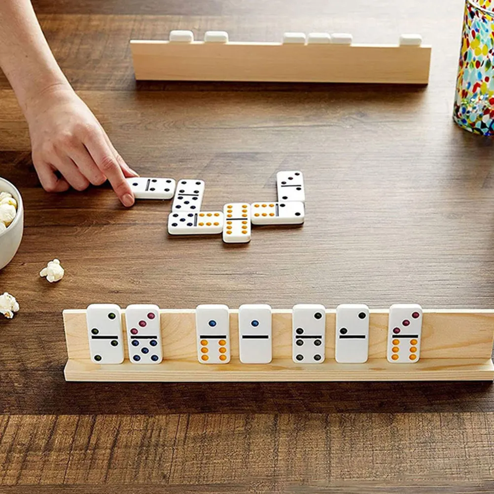 6Pcs Wooden Decorative Domino Base Set DIY Craft Trays Alphabet Holders Durable for Home Office Display Chess Board for Kids