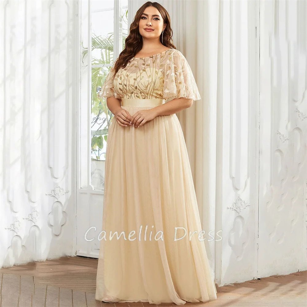 Elegante A-Lijn Avondjurken Ronde Hals Galajurken Plus Size Sexy Lovertjes Formele Jurken Vestidos De Fiesta فساتين السهرة ة