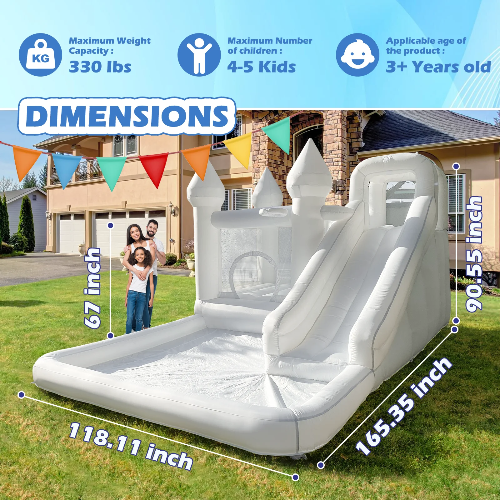 4M Oxford Kids Bouncy Castle Inflatable Halloween Decoration Outdoor Bounce House With Ball Pit Pool For Party Event Celebration