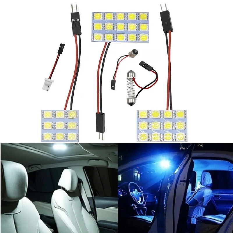 

T10 Festoon Car Led 6/12/15/24/36/48 SMD LED Auto Panel light Ice Blue White BA9S 12V W5W C5W Car Reading Dome Trunk lamp bulb
