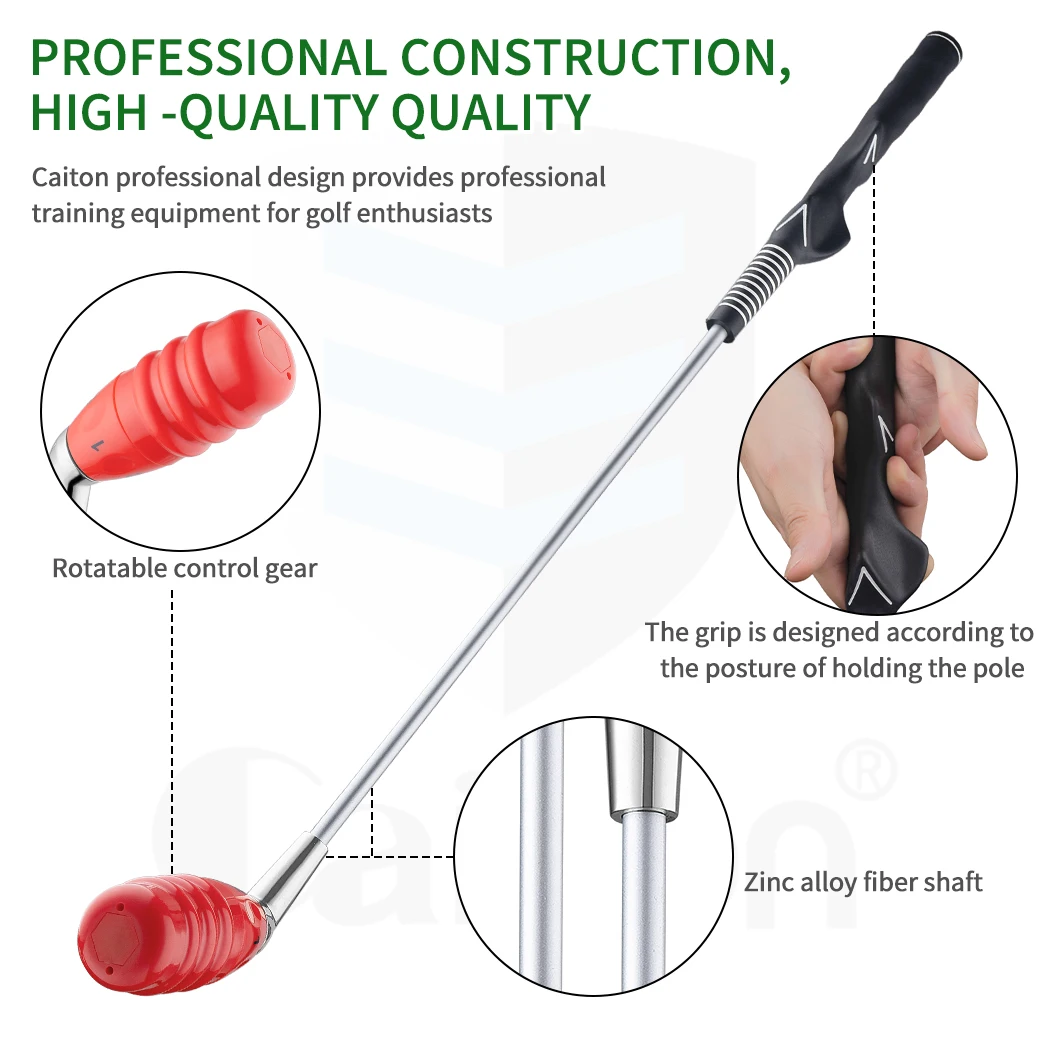 Caiton Golf Swing Trainer para Treinamento de Força e Swing, Corretor de Postura Ajustável Eixo de Liga de Zinco Punho Ergonômico, 5 Nível