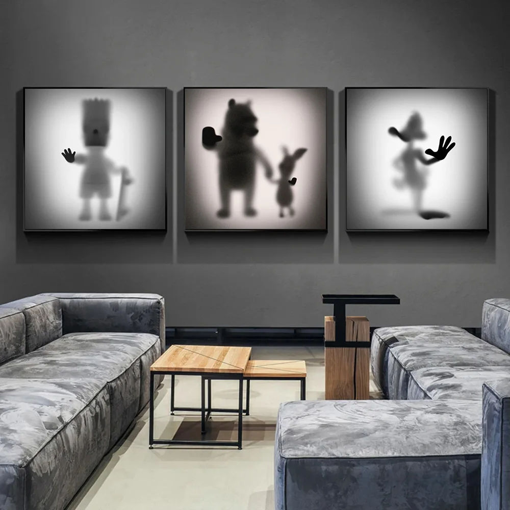 

Disney Cartoon Character Projection on Frosted Glass Poster Canvas Painting Prints Minimalist Wall Art Pictures Room Home Decor