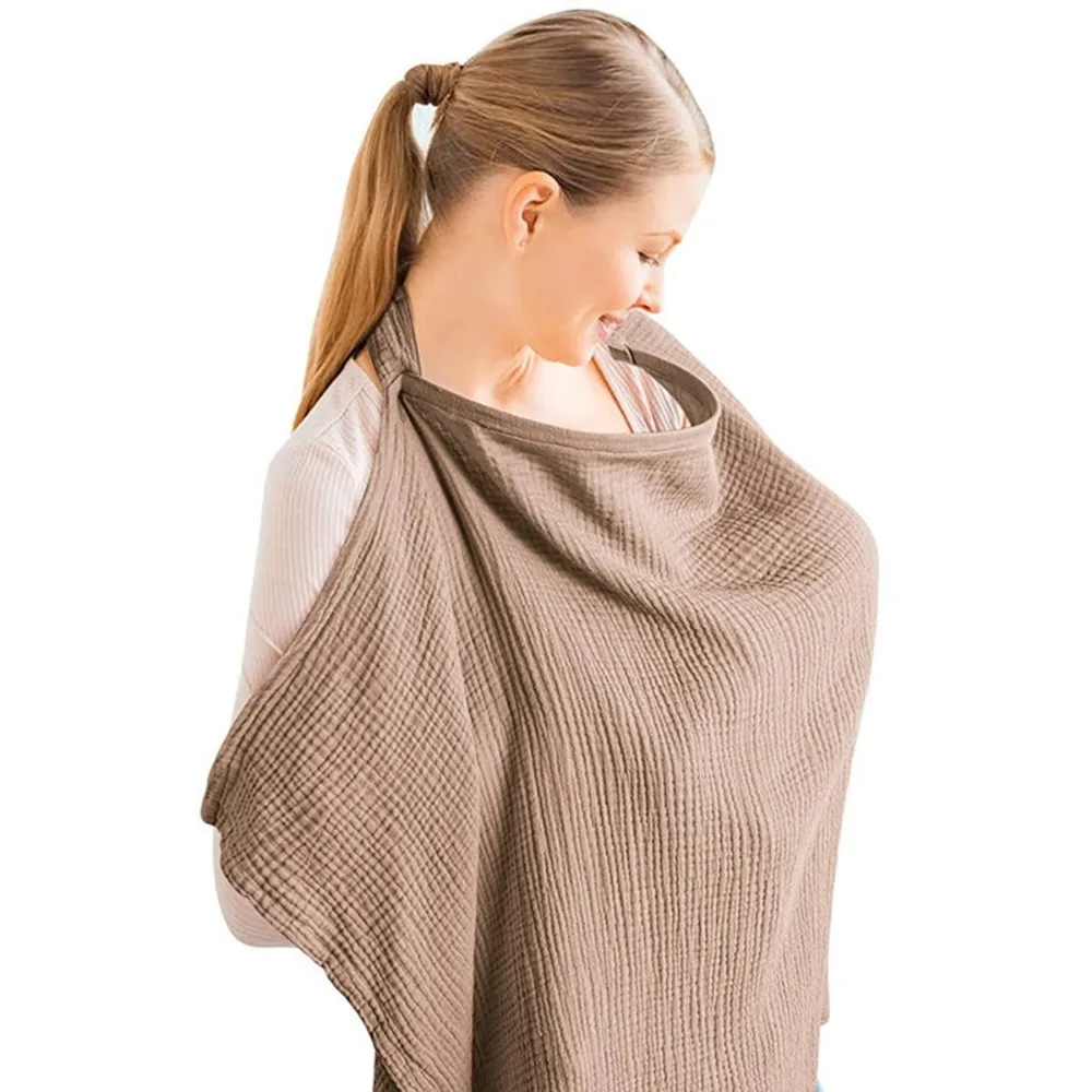 

Breathable Cotton Breastfeeding Towel With Pockets Adjustable Strap Nursing Cover Soft Fabric Nursing Cloak Baby Feeding Cover