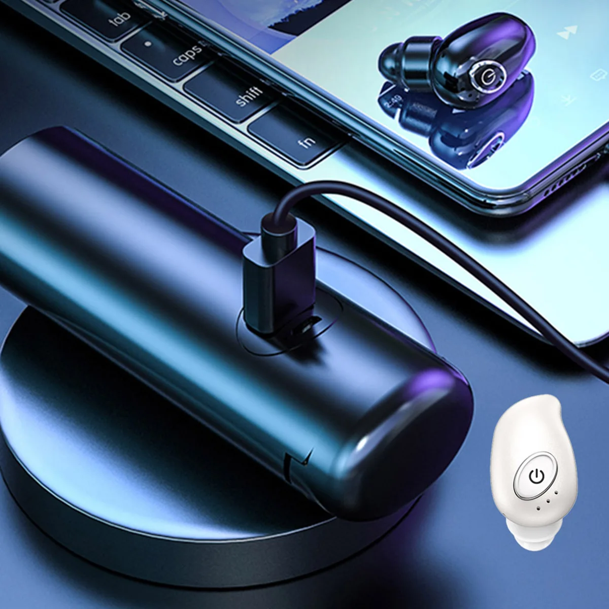 

Wireless Headphones Earbuds Golden Charging Case Microphone 10M Connection HD Calling 8mm Diaphragm Stereo Sound