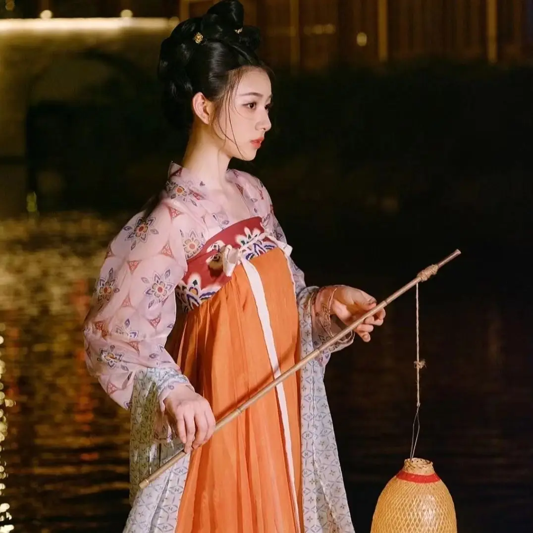 Eltern Kind Hanfu Tang Stil Brust Länge Rock Herbst Stil Erwachsenen und Kinder täglich Kleid Set neue Hanfu Mutter und Tochter