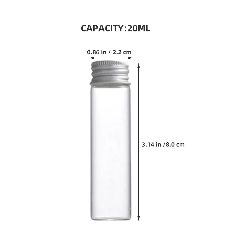 50Pcs Glass Bottles Aluminum Screw Caps Leakproof Mini Jars Sample Containers Small Glass Storage Vials Bottle with Cap