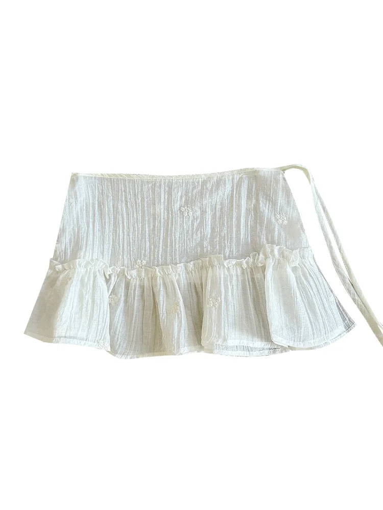 

Lace Trim f Skirt Women's Summer Faion White Eing Overlap Skirt Matching High Waist A-Line Skirt Korean Sle