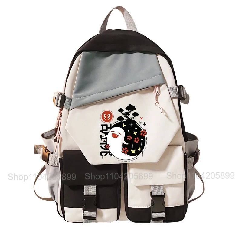 Genshin Impact Backpack Hutao Ghost Mochila Student Teenager Schoolbag Girls Cartoon Cosplay Gift Daily Travel Rucksack