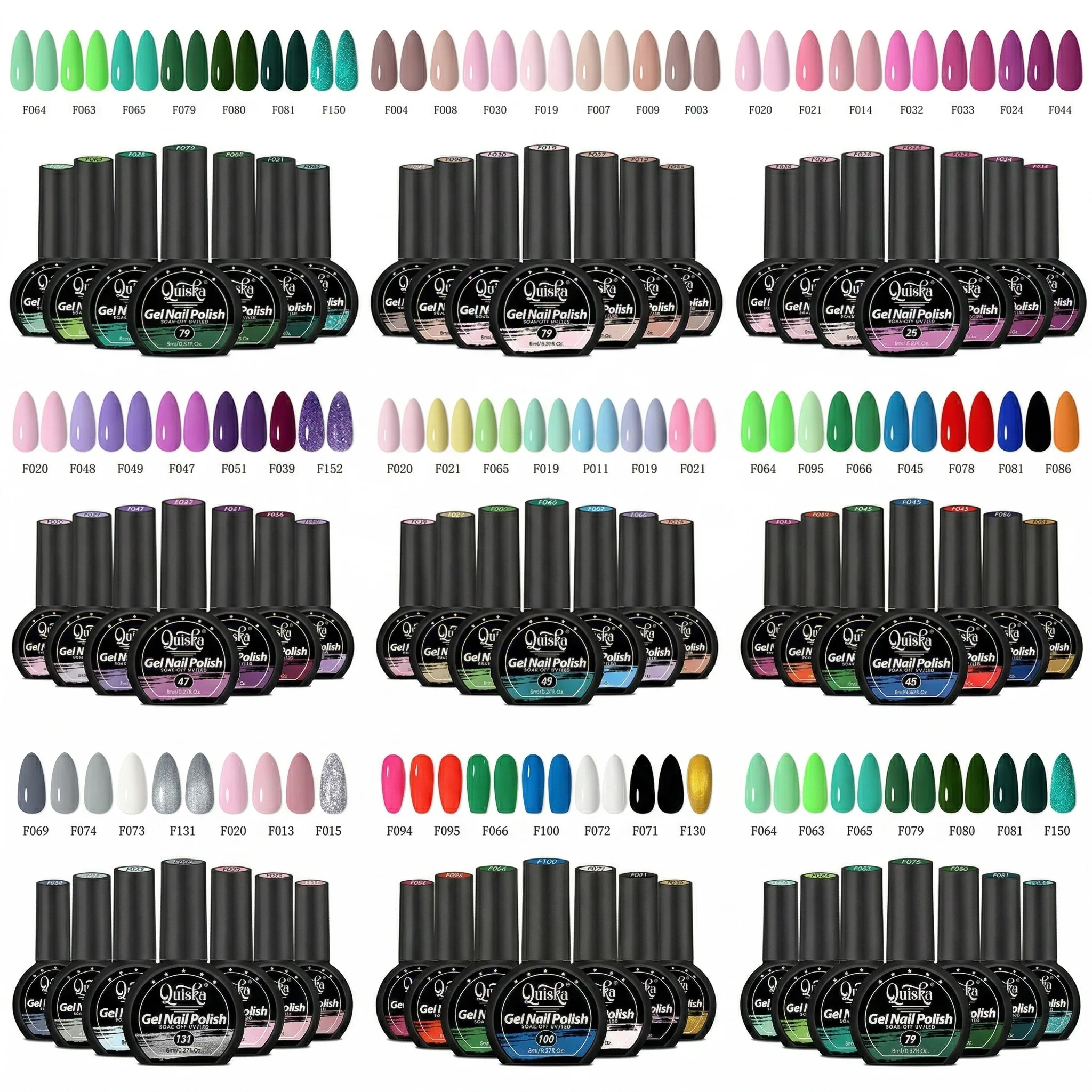 Quiska 7-Piece Nail Gel Kit  Designed for DIY Nail Art, Featuring Trendy Colors; Soak-Off UV Gel, Long-Lasting & Durable