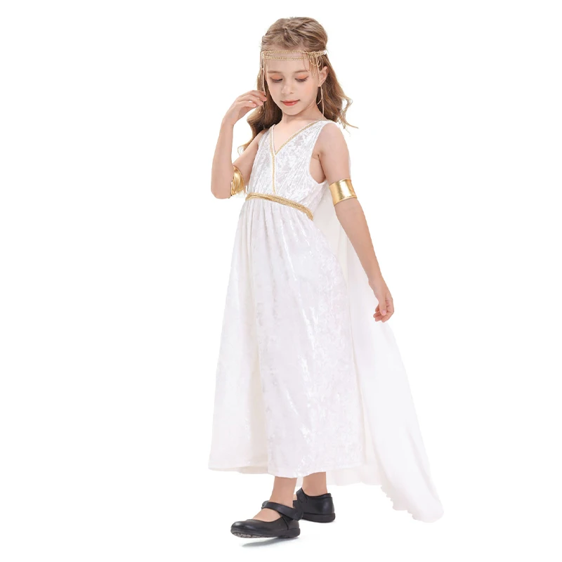 New Greek Mythology Statue of Liberty Long Dress for Girls Children Egyptian Goddess Retro Stage Performance Costume Shawl - view 4