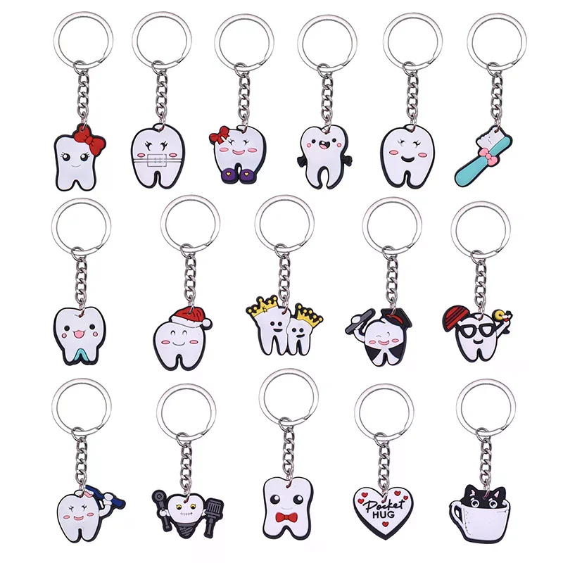 

10Pcs Random Dental Tooth Shape Model Simulation Keychain Fashion Keyring Cartoon Lovely Girls Kids Gift Pendant Teeth Key Chain