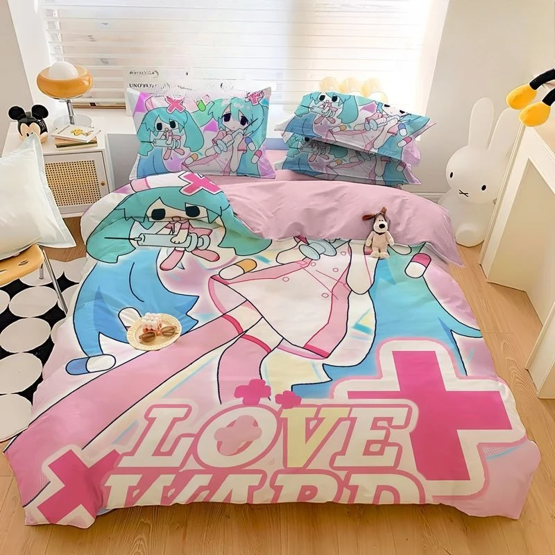 ◆新品 未使用 初音ミク 特大シーツ 初音ミク ベッドシーツ 4点セット 1.5m/1.8m