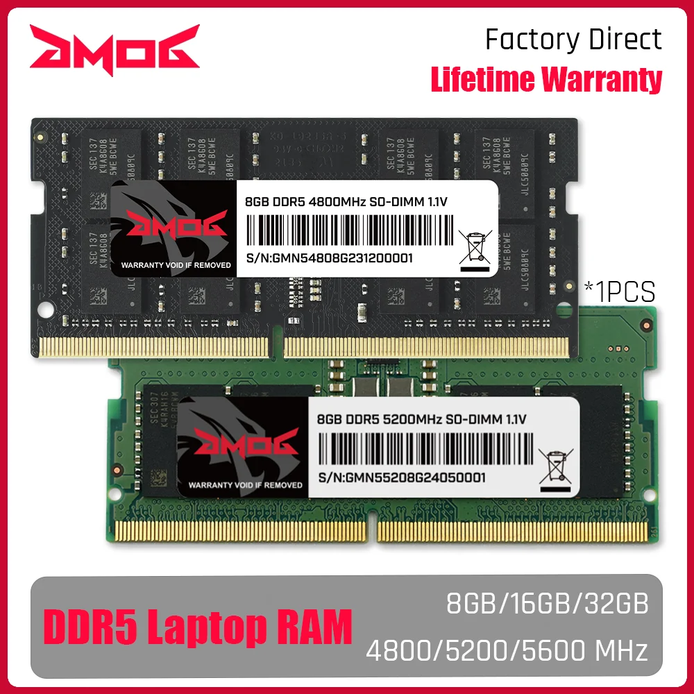 

GMOG Notebook DDR5 RAM Memory 8GB 16GB 32GB 4800MHz 5200MHz 5600MHz SODIMM 262-Pin Laptop Memoria RAM DDR 5 XMP & EXPO Support