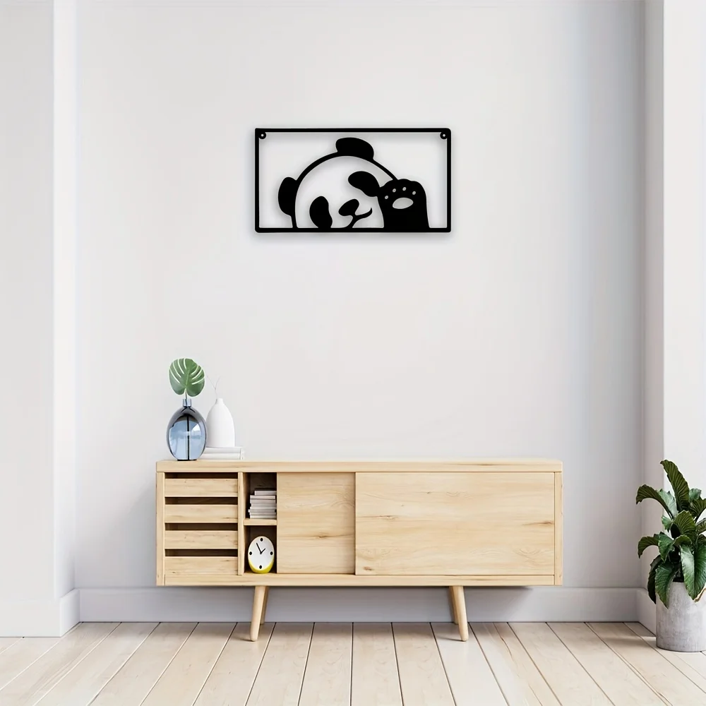 

1pc Metal Hello Panda Wall Decoration, Metal Art, Scene Decoration, Room Decoration, Suitable for Home Kitchen Wall Decoration