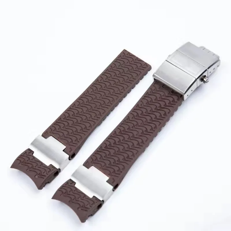 22mm For Ulysse Nardin Marine Watch Strap Silicone Rubber Wristband Adjustable Bracelet Matel Link Connect