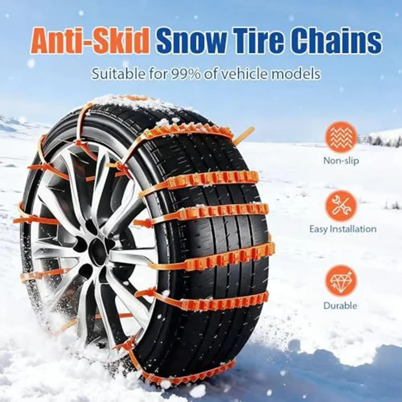 10pcs Snow Chains For Cars Winter Outdoor Tire Chains For Motorcycles Trucks Emergency Anti-skid Tyre Chains Auto Accessories