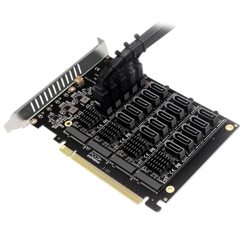 

PCI-E SATA Card PCIE X16 NVME M.2 RAID Array Expansion To SATA 20-Port Adapter Card JMB585 Chip