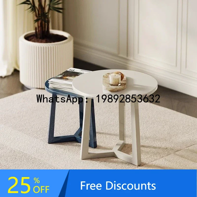 

Solid wood modern simple living room sofa edge oak silver gray blue paint round small coffee table