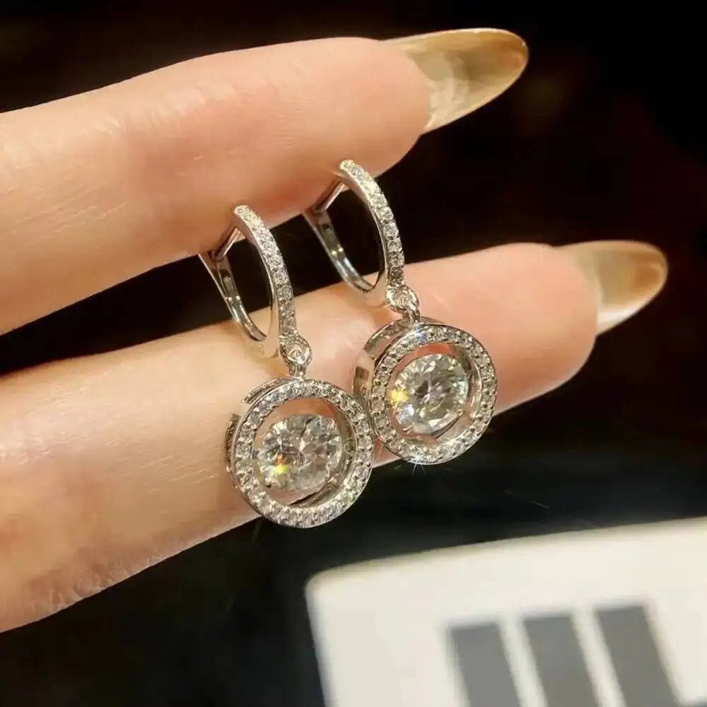SG 1-2Ct D-Farbe Moissanit Runde Tropfen-Ohrringe S925 Sterling Silber Hochzeitsschmuck für Damen – Detail 7