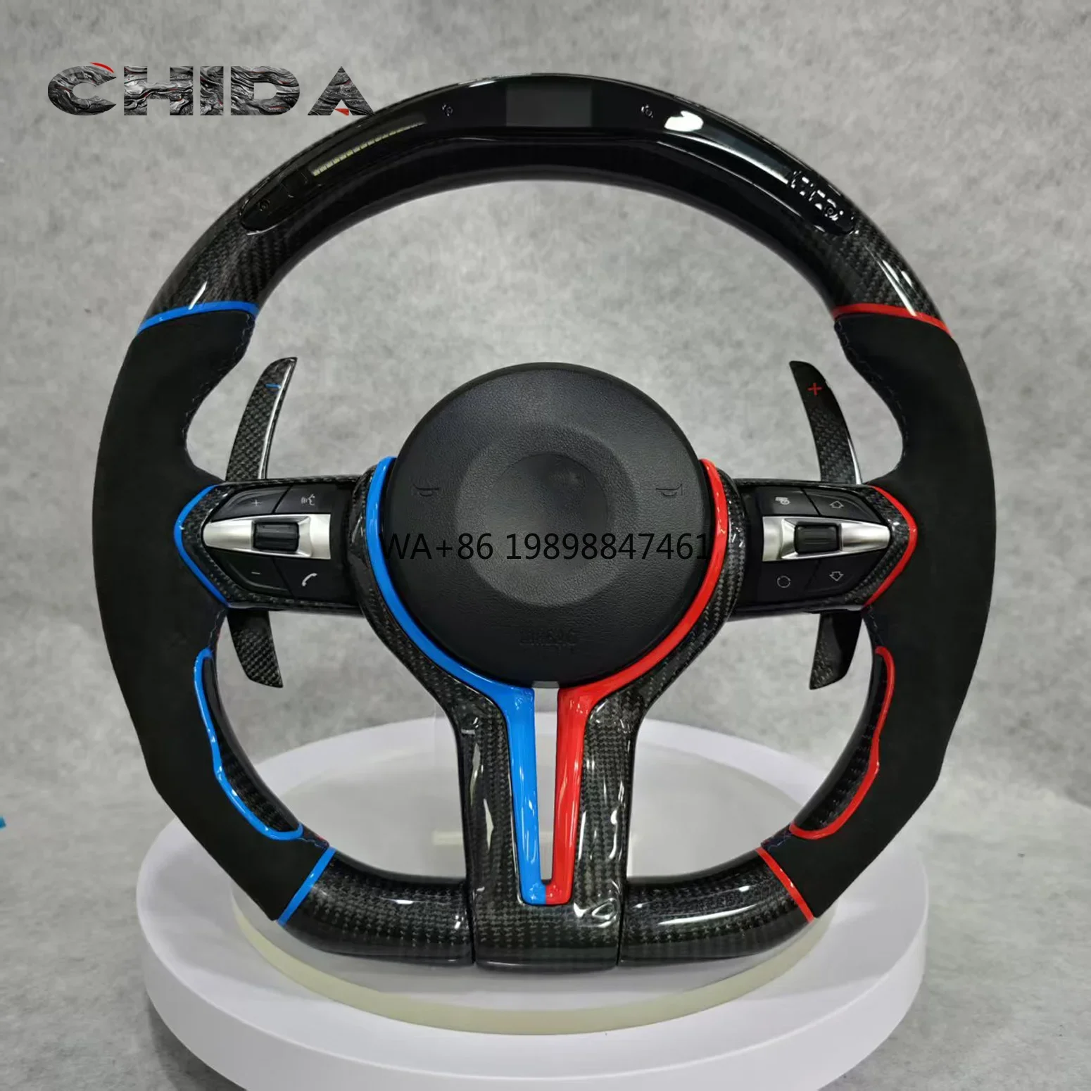 

B-MW 5 Series 3 Series M3 M5 F10 F30 E71 E90 Improved M Sport LED Thong Carbon Fiber Steering Wheel for Track Racing
