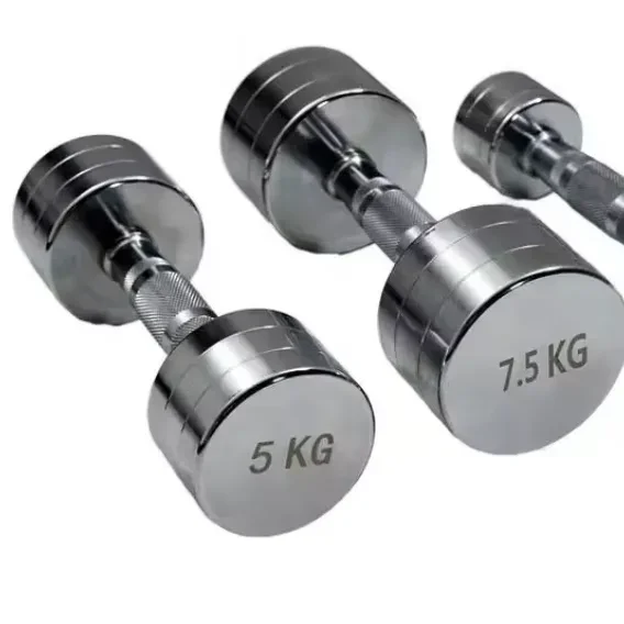 

High Quality Adjustable Chrome Electroplating Steel Round Dumbbells Hex Head for Home and Gym-Wholesale 10kg