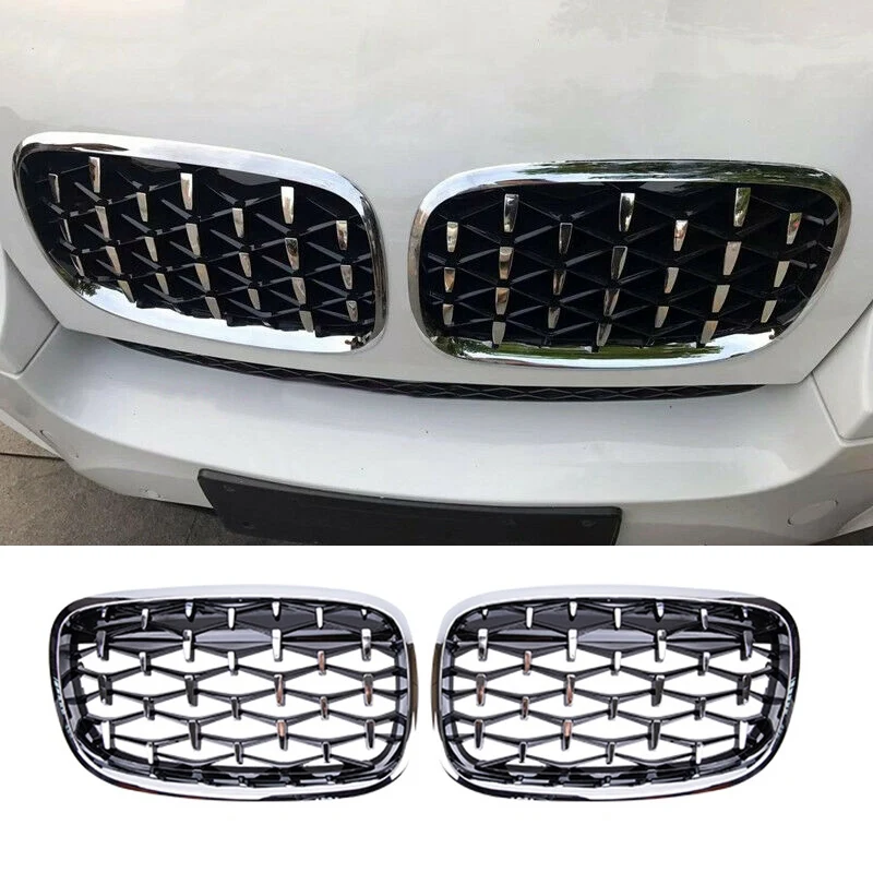 Car Silver Front Middle Grille Grill Replacement For BMW X5 E70 / X6 E71 2008-2013