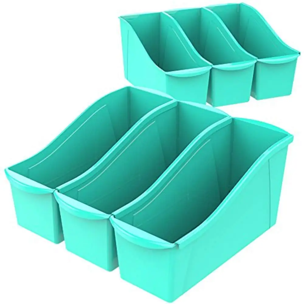 

Free Shipping-Large Book Bin, 14.3 x 5.3 x 7\, Aquamarine, Case of 6