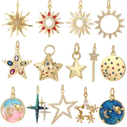 Bohemian Stars Moon Charm for Jewelry Making Supplies Gold Color Suns Diy Woman Earrings Bracelet Necklace Accessories Dijes