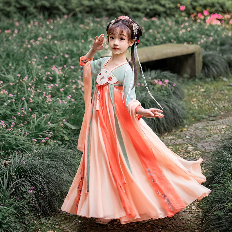 New Pattern Kids Clothes Girl dress Vintage dress Summer dress Girls Casual Dresses Embroidery Hanfu Kids Cospaly Dresses