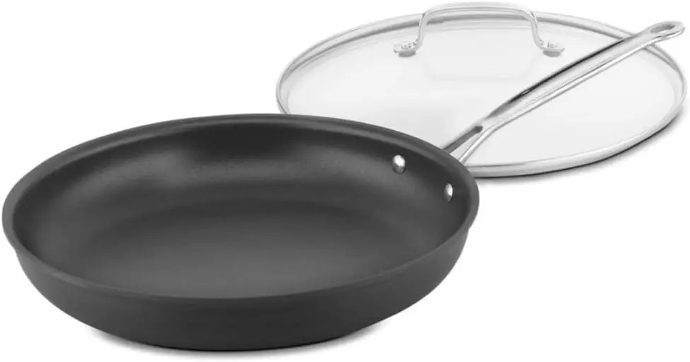 

12-Inch Nonstick Skillet with Glass Cover, Hard-Anodized for Easy Cooking and Durability