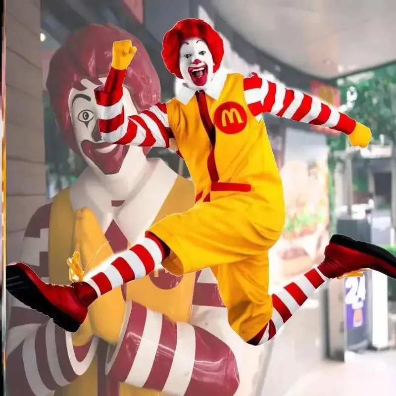 

McDonald Косплей Костюм Рональд Маскарад Вечеринка Сутра Клоун Персонаж Взрослый Хэллоуин Вечеринка Забавный Костюм Сценическая Одежда Парик