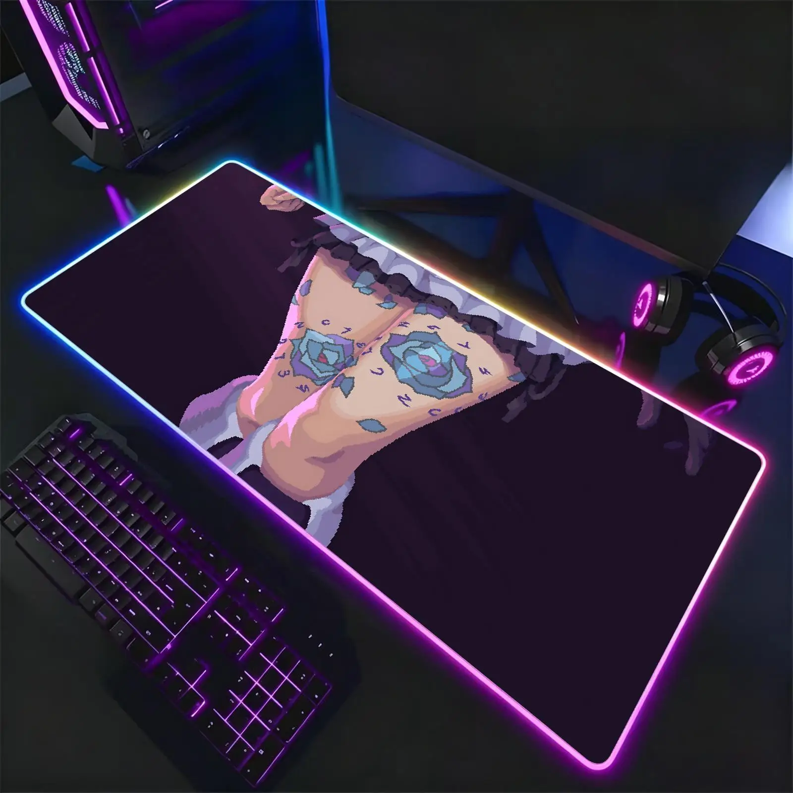 Blasphemous  Mouse Pad RGB Color Changing Gaming Mouse Pad, Stitched Edges, XXL Non-Slip Large Keyboard Desk Mat