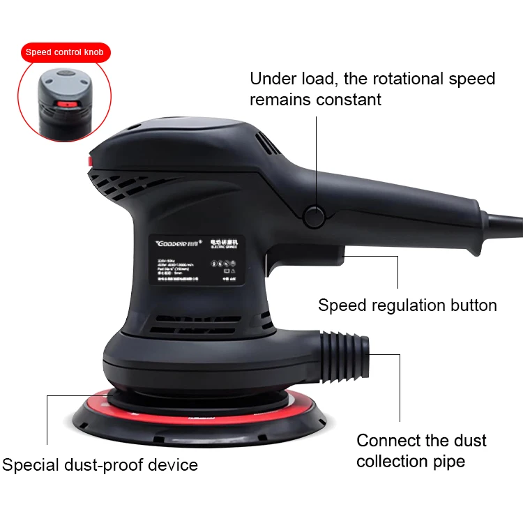 NewFUNISI FM1 Electric Orbital Sander Machine Random Orbit Car Polishing Tool with Durable Rubber Material